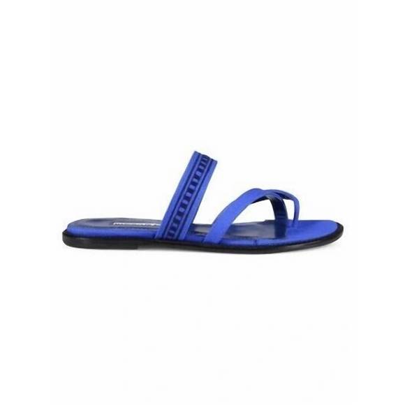 NEW MANOLO BLAHNIK women's sandals in cotton blue - Picture 1 of 2